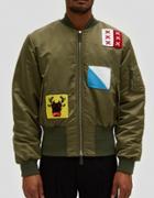 J.w. Anderson Satin Bomber Jacket W/ Crochet Patches