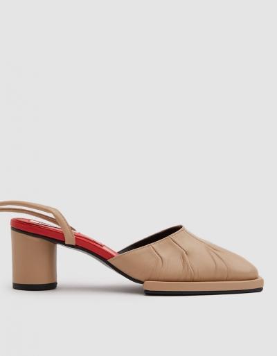 Reike Nen Mandoo Ankle Strap Mule In Beige/red