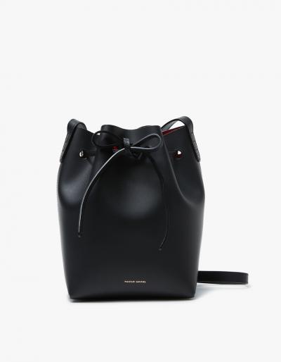 Mansur Gavriel Mini Bucket Bag In Black/flamma