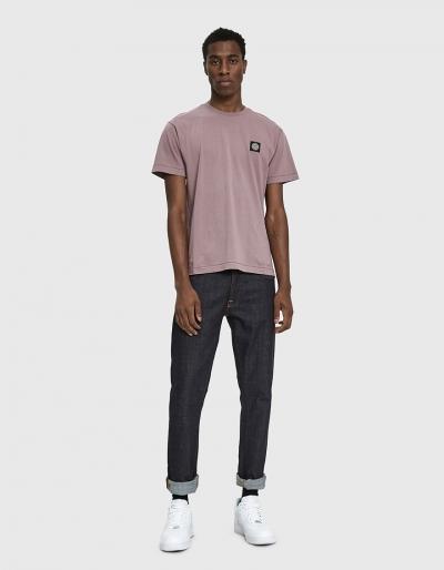 Stone Island S/s Embroidered Logo Tee In Rose Quartz