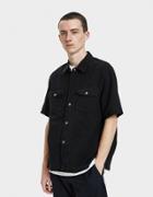 Our Legacy Chamois Short Sleeve Shirt In Black Cotton/linen