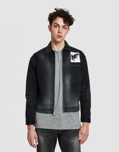 John Elliott Denim Zip Jacket In Black + Photo
