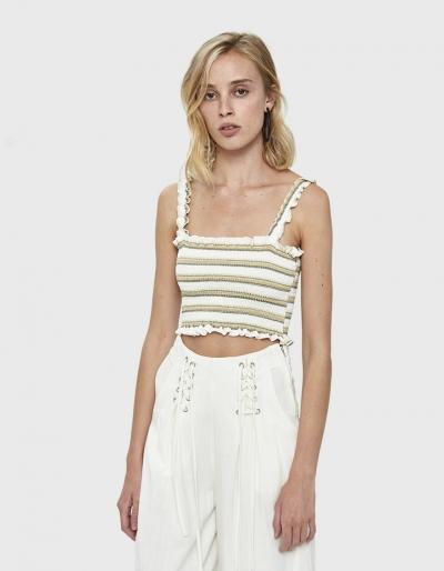 Farrow Adelaide Stripe Smocked Crop Top