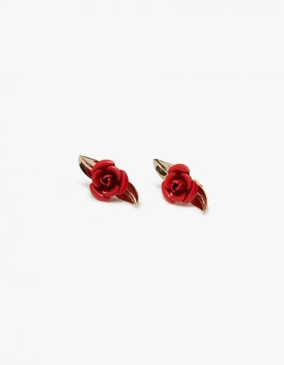 Trademark Small Rosebud Earring In Red