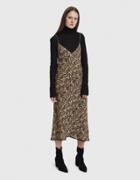 Collina Strada Barbarella Lace Trim Leopard Print Dress