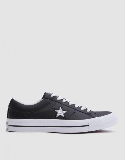 Converse One Star Ox Leather Sneaker In Black