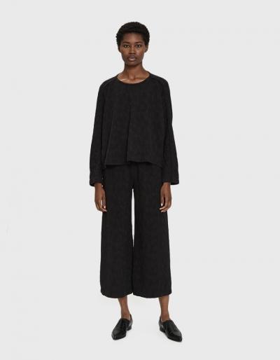 Black Crane Cotton Jacquard Pant In Black