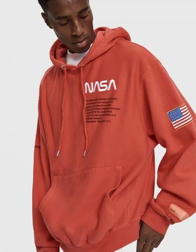 Heron Preston Nasa Hooded Sweatshirt In Red Orange