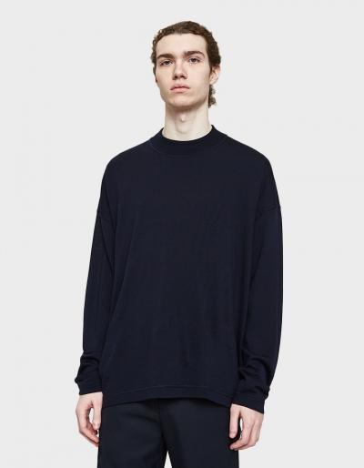 Jil Sander Crewneck Sweater In Dark Navy