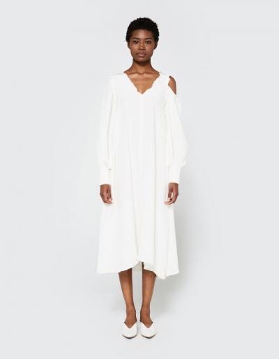 Tibi Edwardian Silk V-neck Dress