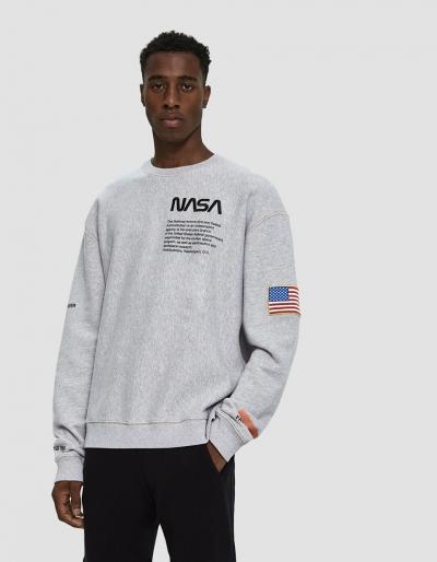 Heron Preston Nasa Crewneck Sweatshirt In Grey Orange