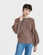 Stelen Bishop Sleeve Sweater In Brown