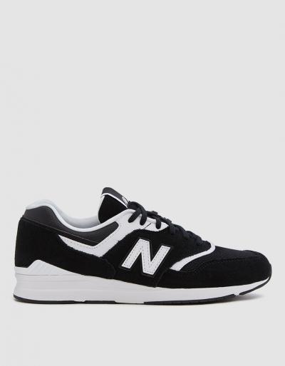 New Balance Leather 697 Sneaker In Black/white