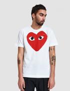 Comme Des Gar Ons Play Play Big Red Heart T-shirt In White