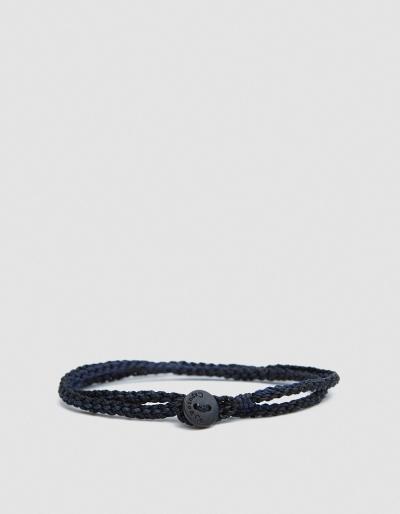 Caputo & Co. Macrame Knotted Double Wrap In Navy/black