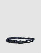 Caputo & Co. Macrame Knotted Double Wrap In Navy/black
