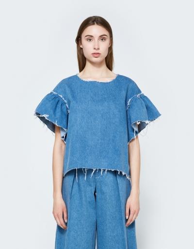 Eliza Faulkner The Raffi Top In Denim