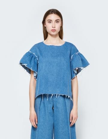 Eliza Faulkner The Raffi Top In Denim