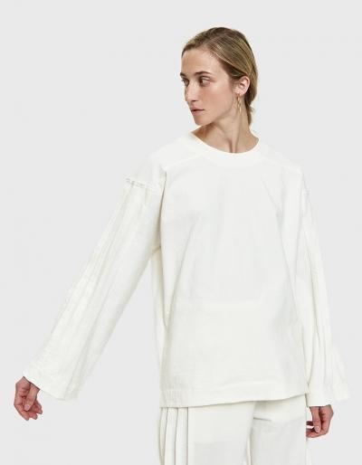 Dima Leu Pleated Stripe T-shirt In White