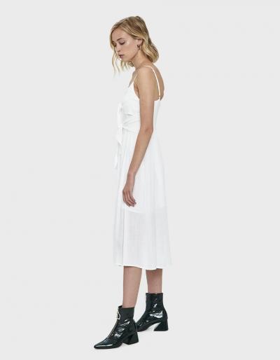 Farrow Pippa Tie Midi Dress In White