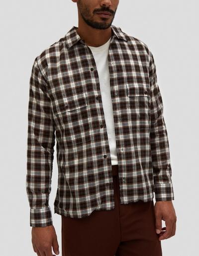 Cmmn Swdn Egon Shirt In Brown Check