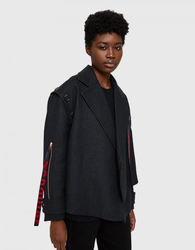 Proenza Schouler Asymmetrical Short Coat In Charcoal