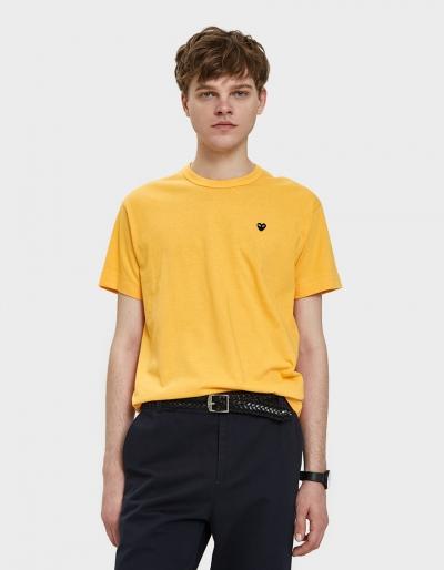 Comme Des Gar Ons Play Small Black Heart Play T-shirt In Yellow