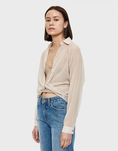 Farrow Colla Blouse In Beige Plaid