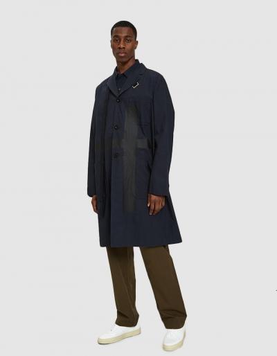 Sacai Typewriter Coat In Navy