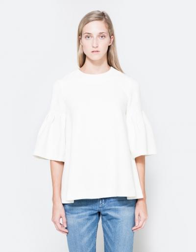 Edit Ls Flute Sleeve Top In White