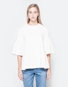 Edit Ls Flute Sleeve Top In White