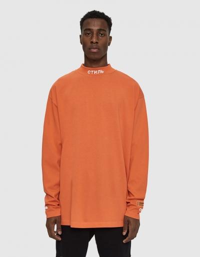 Heron Preston L/s Ctnmb Mock Neck T-shirt In Orange
