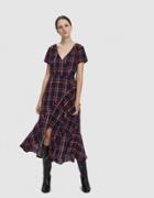 Stelen Maxine Plaid Tiered Wrap Dress In Burgundy