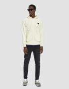 Comme Des Gar Ons Play Black Heart Zip-up Hooded Sweatshirt In Ivory