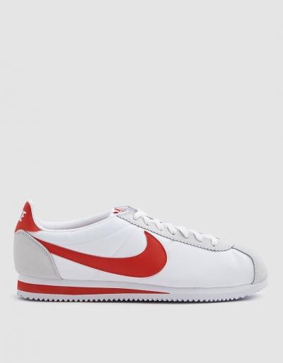 Nike Classic Cortez Nylon Sneaker In White/habanero Red