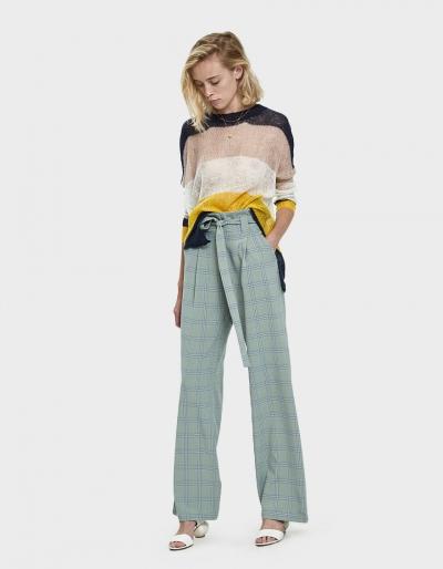 Stelen Cici Plaid Tie-belt Trousers