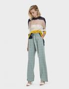 Stelen Cici Plaid Tie-belt Trousers