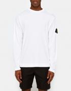 Stone Island Mako Cotton Interlock Ls Badge T-shirt In White