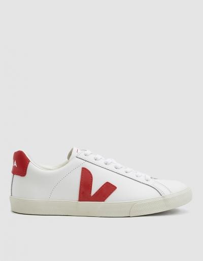 Veja Esplar Logo Leather Sneaker In Extra White Pekin