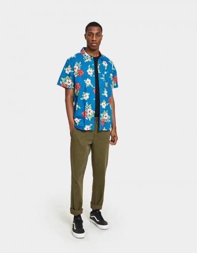 Obey Kane Woven Ss Shirt In Navy