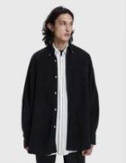 Our Legacy Borrowed Button Down Shirt In Mudd Black Heavy Noil