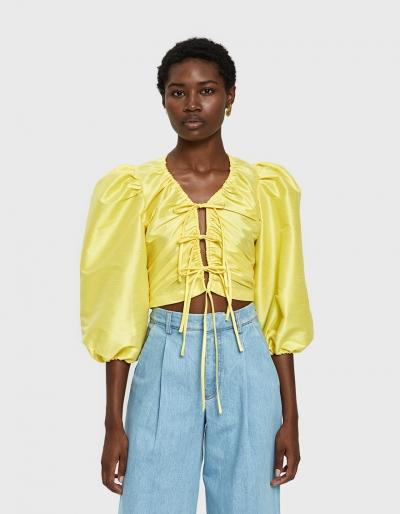 Toit Volant Lilly Rose Top In Yellow