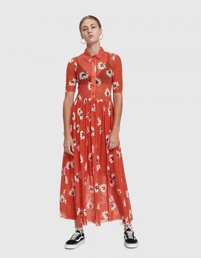 Ganni Tilden Mesh Button-down Dress