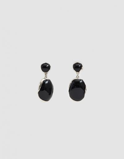 Faris Ovo Onyx Drop Earrings