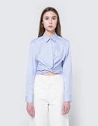 T By Alexander Wang Twist Front Shirt In Chambray