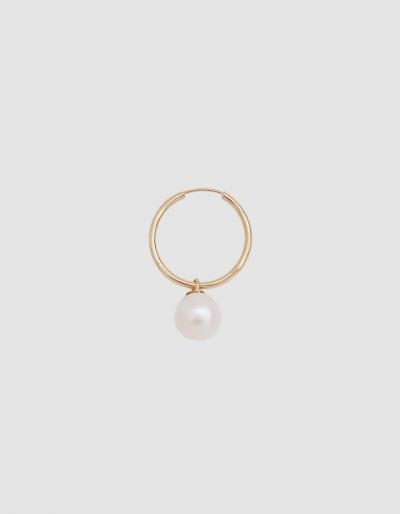 Loren Stewart Single Gold Hoop With Pearl