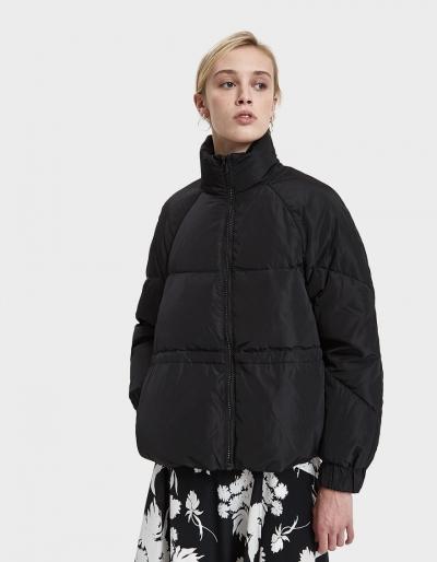 Ganni Whitman Short Puffer Jacket In Black