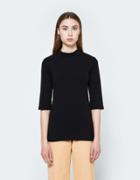 Just Female Pop Neck Blouse In Black