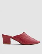 By Far Shoes Sienna Mule In Pink Embossed Croc