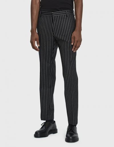 Dries Van Noten Striped Wool Trouser In Black